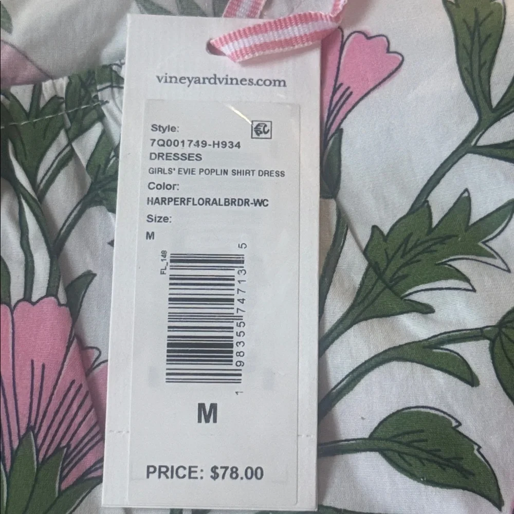 Vineyard Vines Girls' Evie Poplin‎ Shirt Dress Size Medium New With Tags